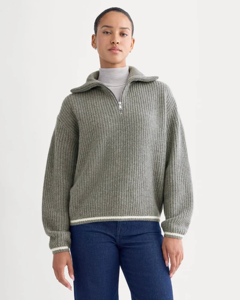 The Half-Zip Sweater in Luxe Merino | Heathered Grey