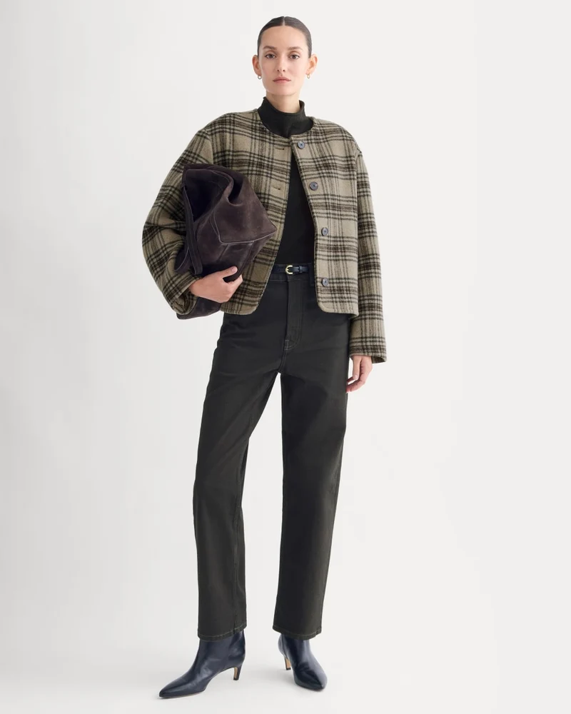 The Cocoon Coat in Wool | Chocolate Plum/Heather Charcoal