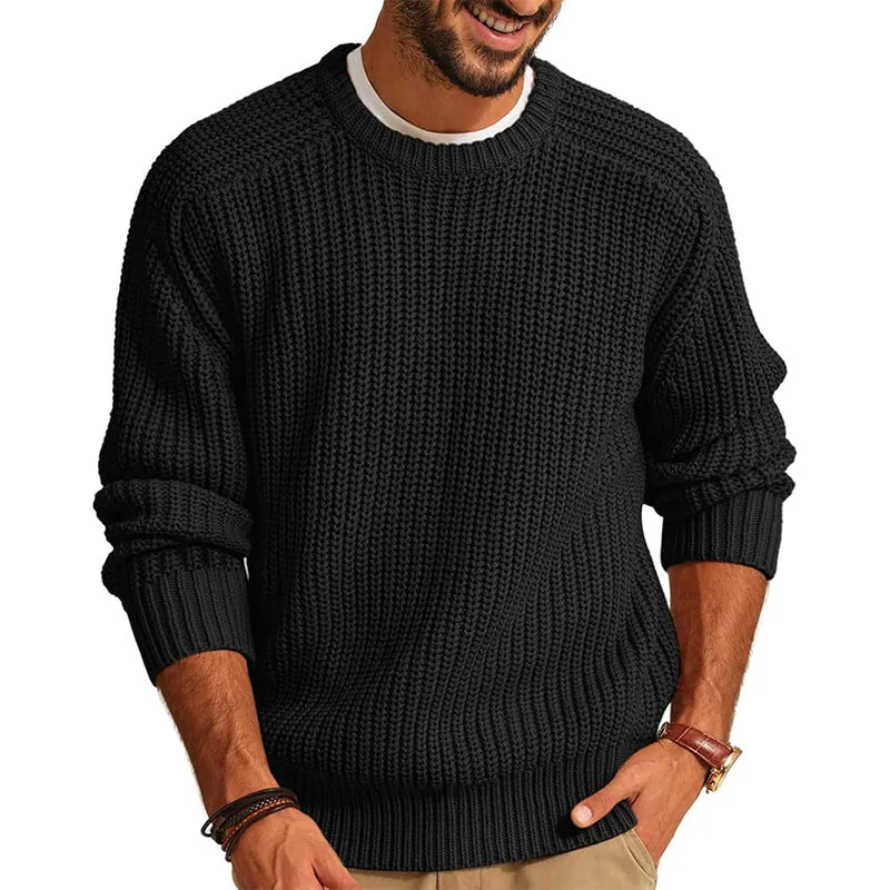 Heren effen mockneck losse gebreide truien