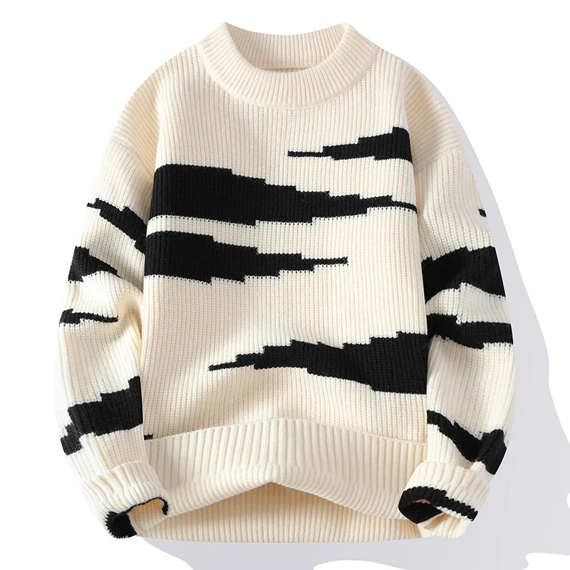 Computergebreide unisex ronde hals trui met ronde hals