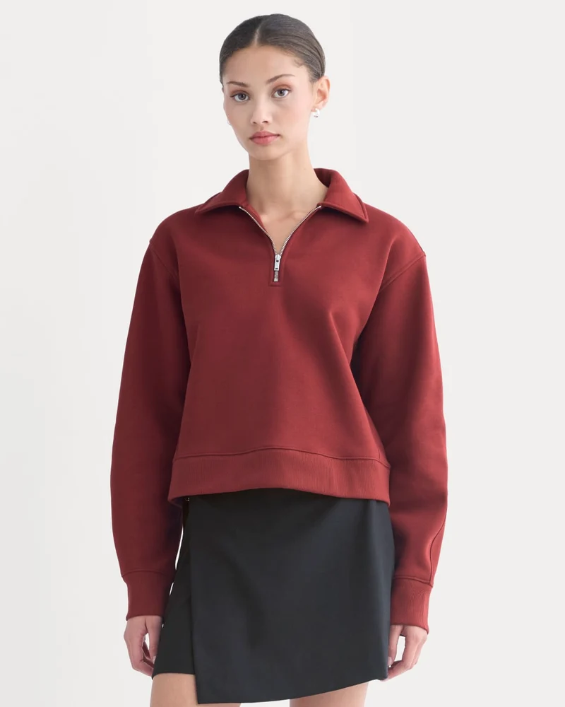 Luxe Fleece Zip Polo | Merlot