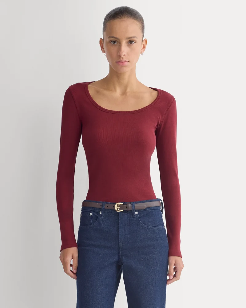 Effortless Rib Classic Long Sleeve | Cabernet