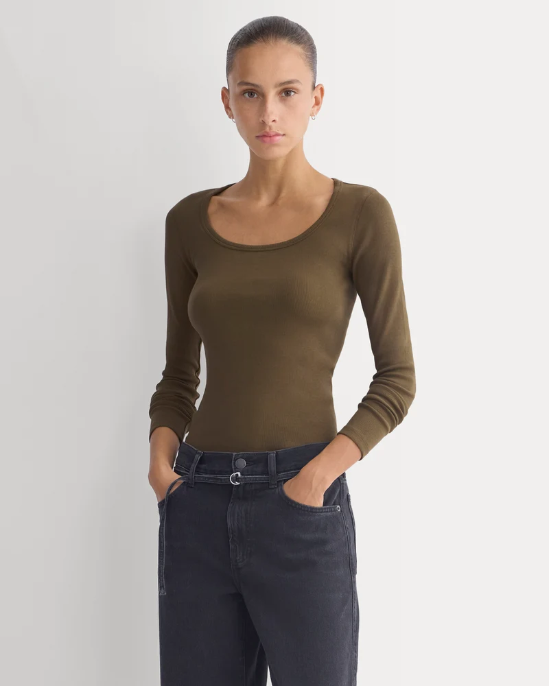 Effortless Rib Classic Long Sleeve | Beech