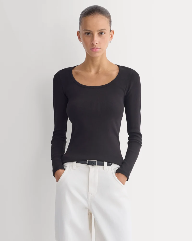 Effortless Rib Classic Long Sleeve | Black