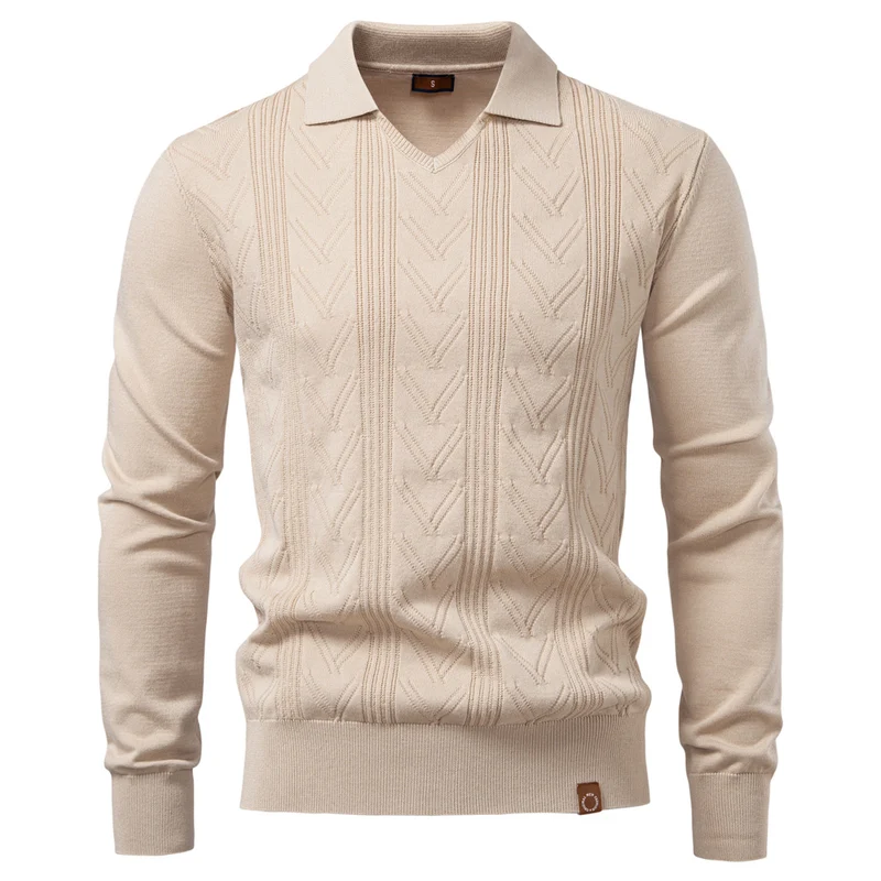 Moderne Henley Polo Heren Effen Kleur Lange Mouw