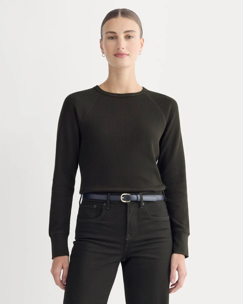 Slim-Fit Crew in Cozy Waffle | Black