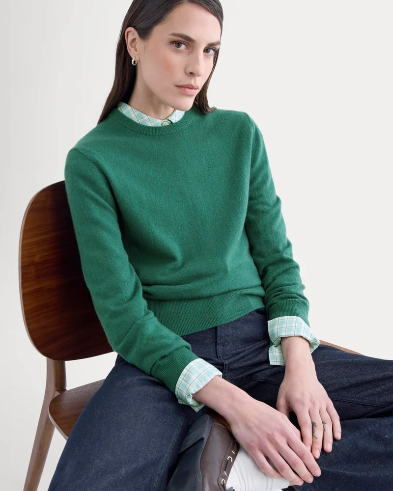 Cashmere Slim Crew Sweater | Hunter Green