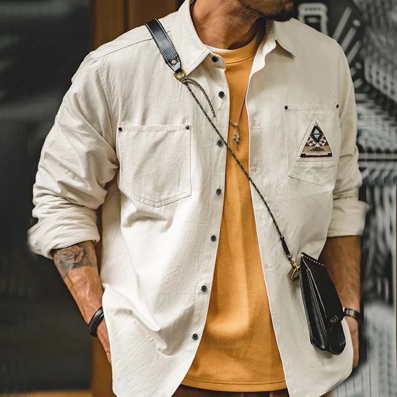Retro mouw patchwork zak totem shirt