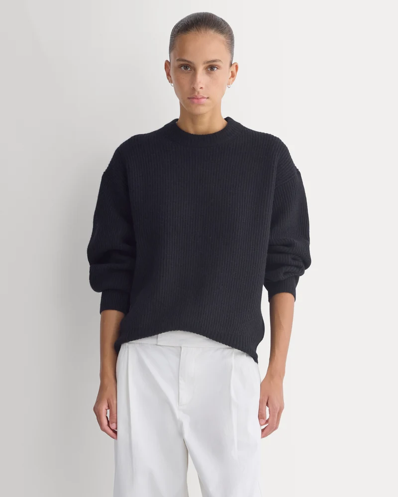 Cashmere Fisherman Crew | Black