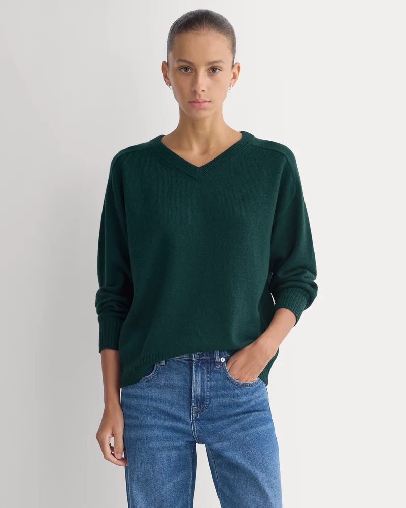 Cashmere High V Boyfriend Sweater | Ponderosa Pine