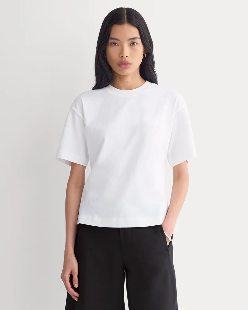 Premium Weight Back Slit Tee | White