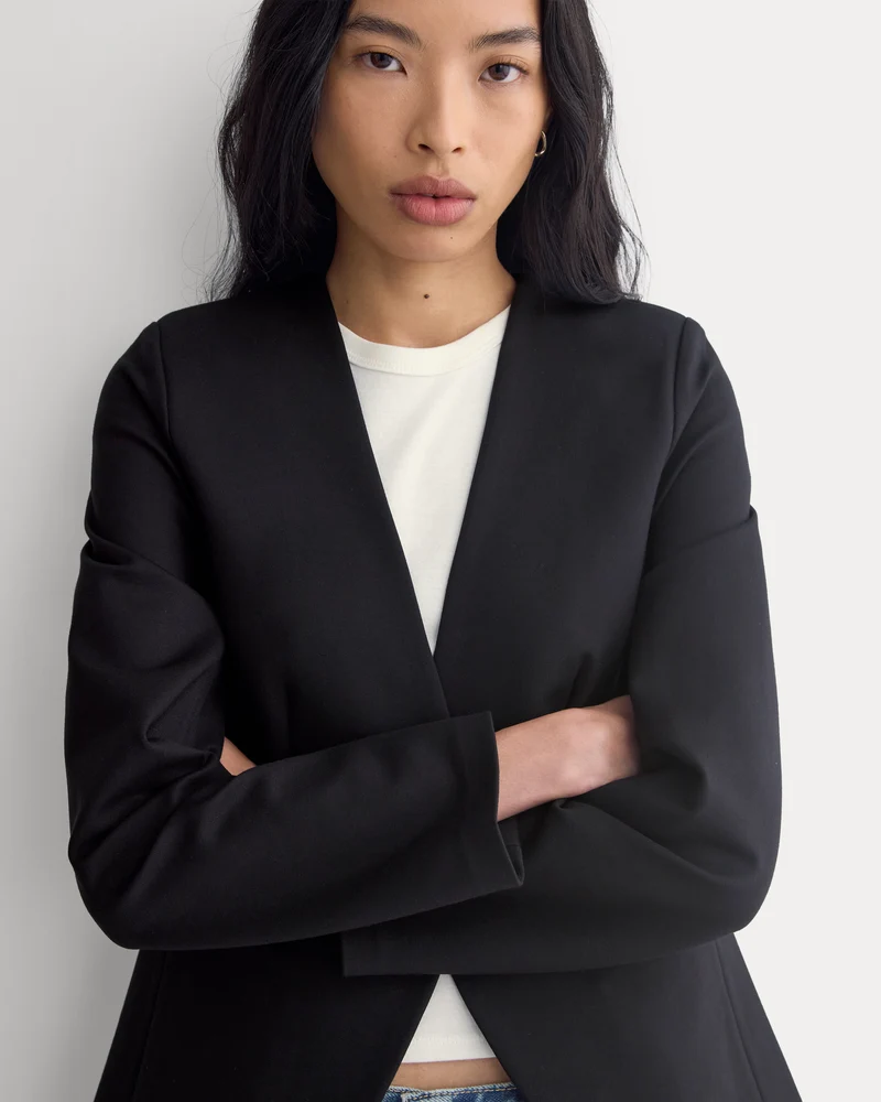 Collarless Ponte Blazer | Black