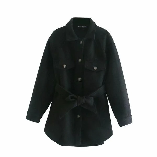 Turn Down Collar Jassen Mode Stropdas Riem Taille Jassen Vrouwen Elegante Zakken