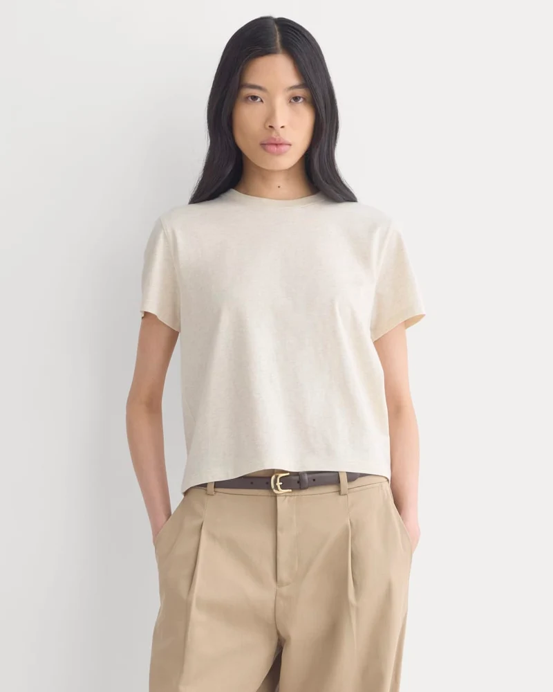 The Box-Cut Tee in Essential Cotton | Heathered Oats | No Pocket