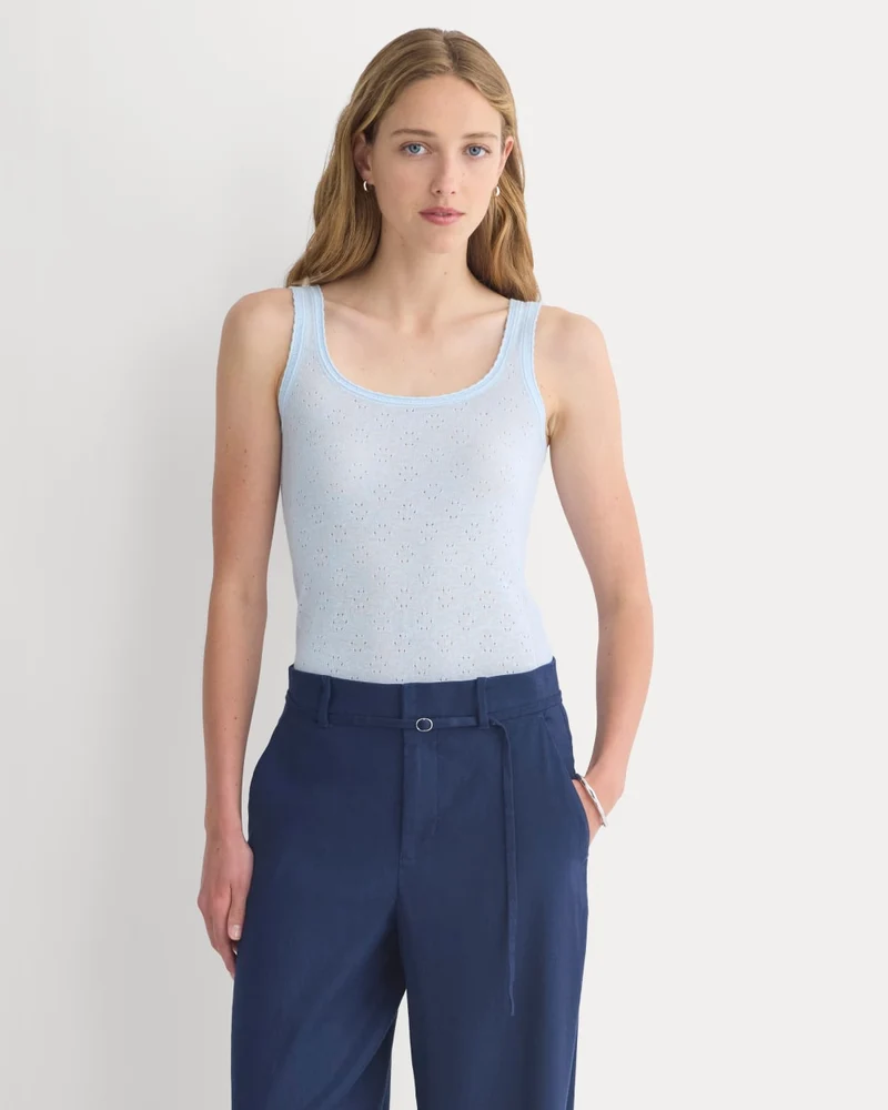 Lace-Trimmed Tank in Fine Linen | Skywriting
