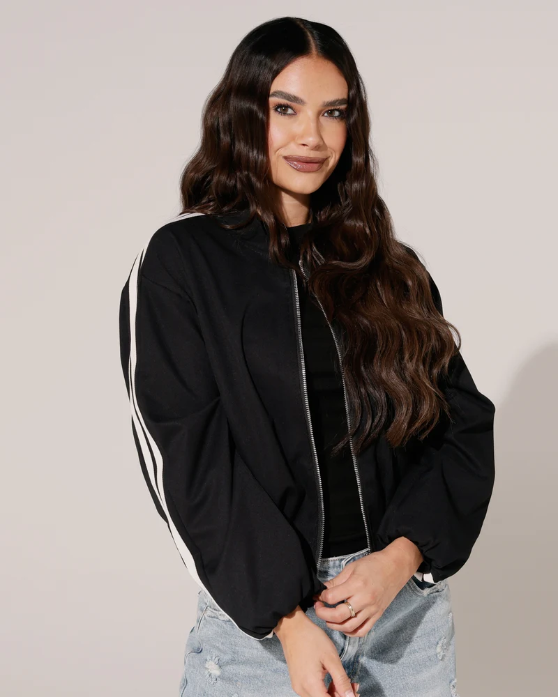 Bomberjacket met strepen Kylie Zwart