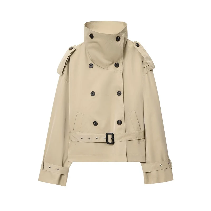 Dames trenchcoat met dubbele rij knopen en windjack