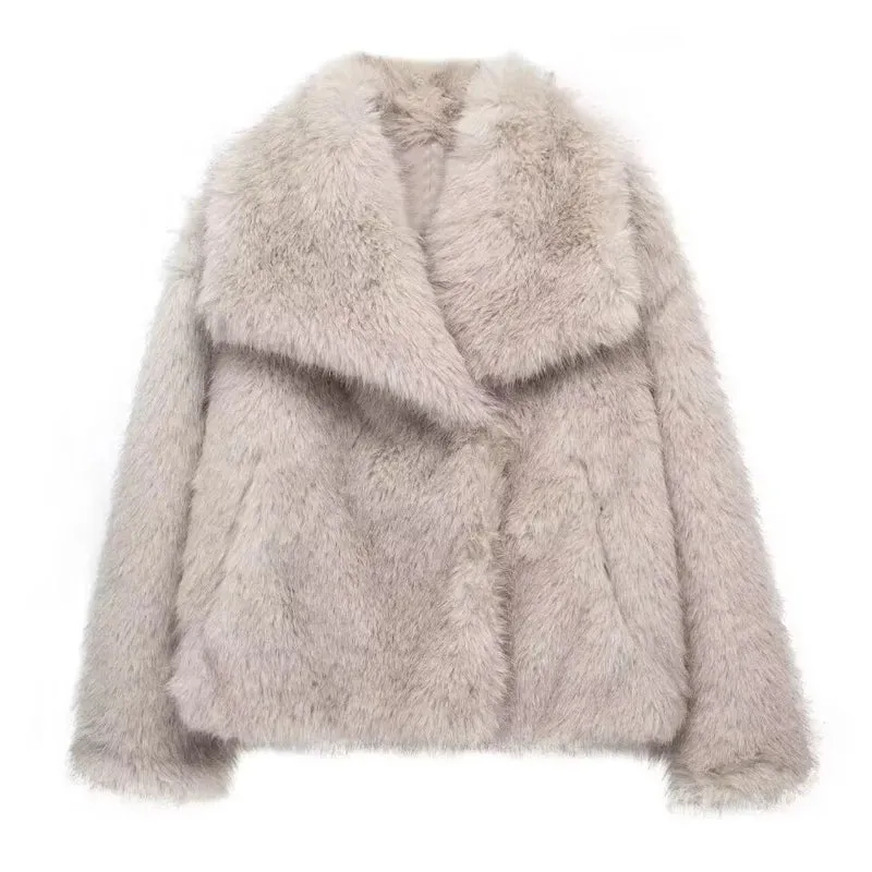 Winterbont Pluche Fluffy Jas Jas Buitenkleding
