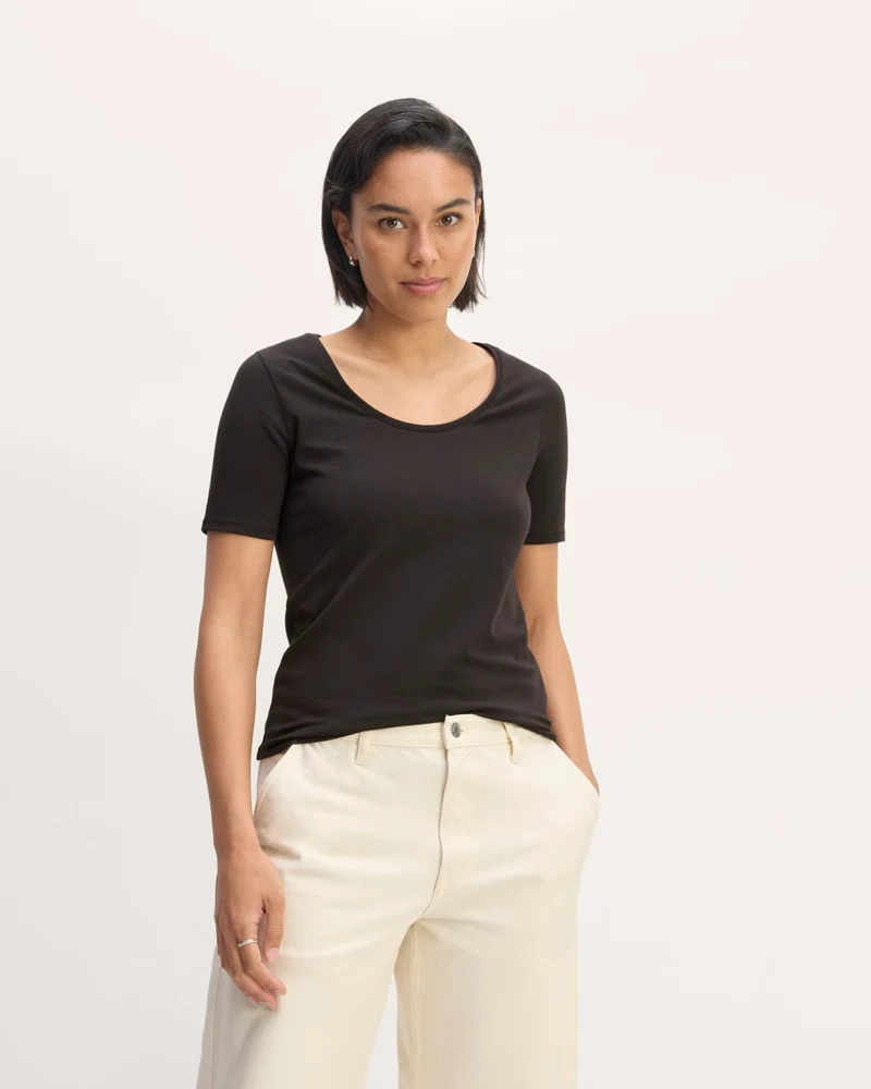 The Form Scoop-Neck Tee | Black