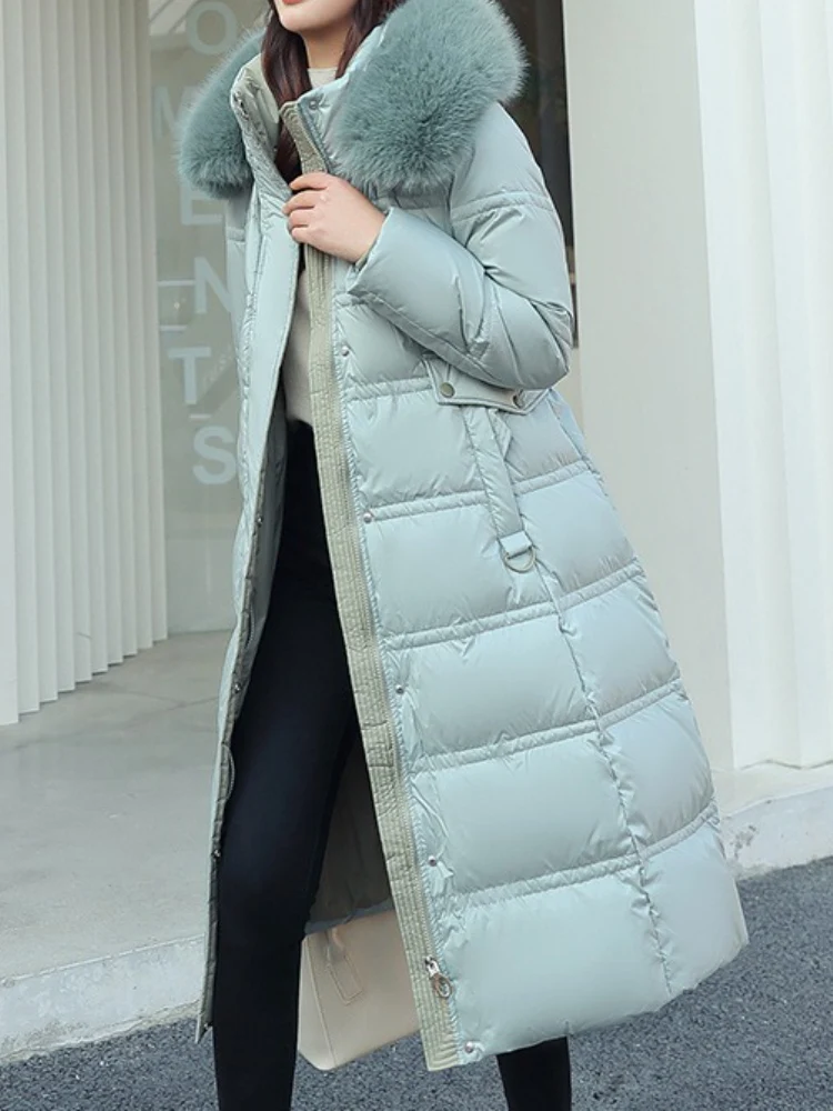 Winter dons katoenen parka jas met imitatiebontkraag
