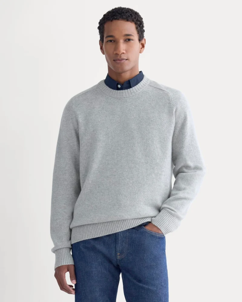 Midweight Cashmere Crew | Heathered Grey
