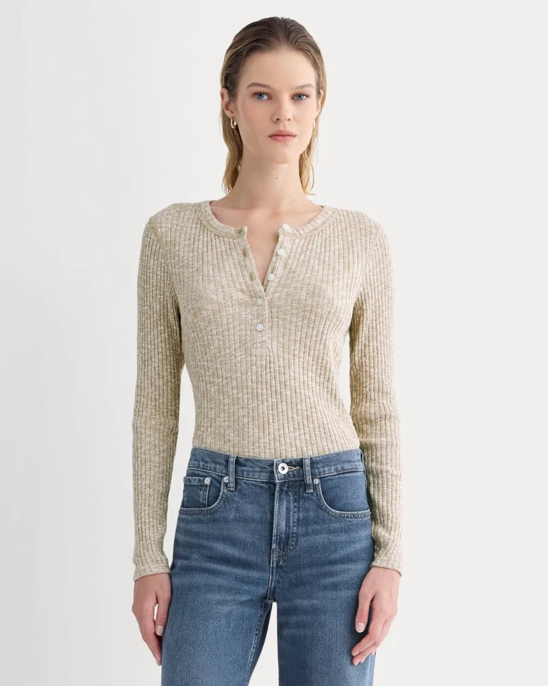 The Cozy Rib Henley | Cornstalk / Bone Twist