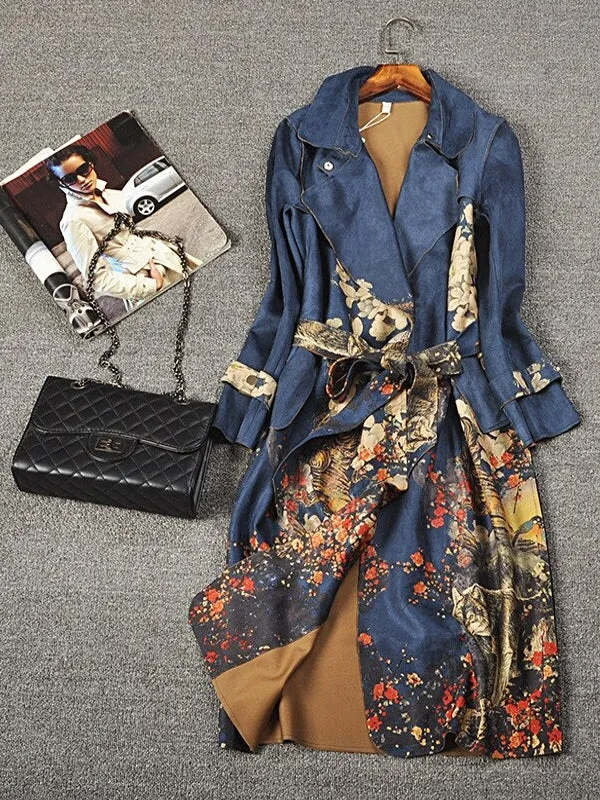 Suède trenchcoat met lange mouwen