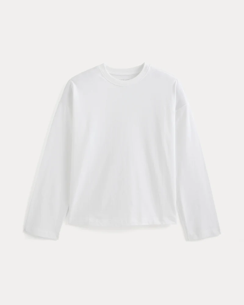 Forever Jersey Boxy Long-Sleeve Crew | White