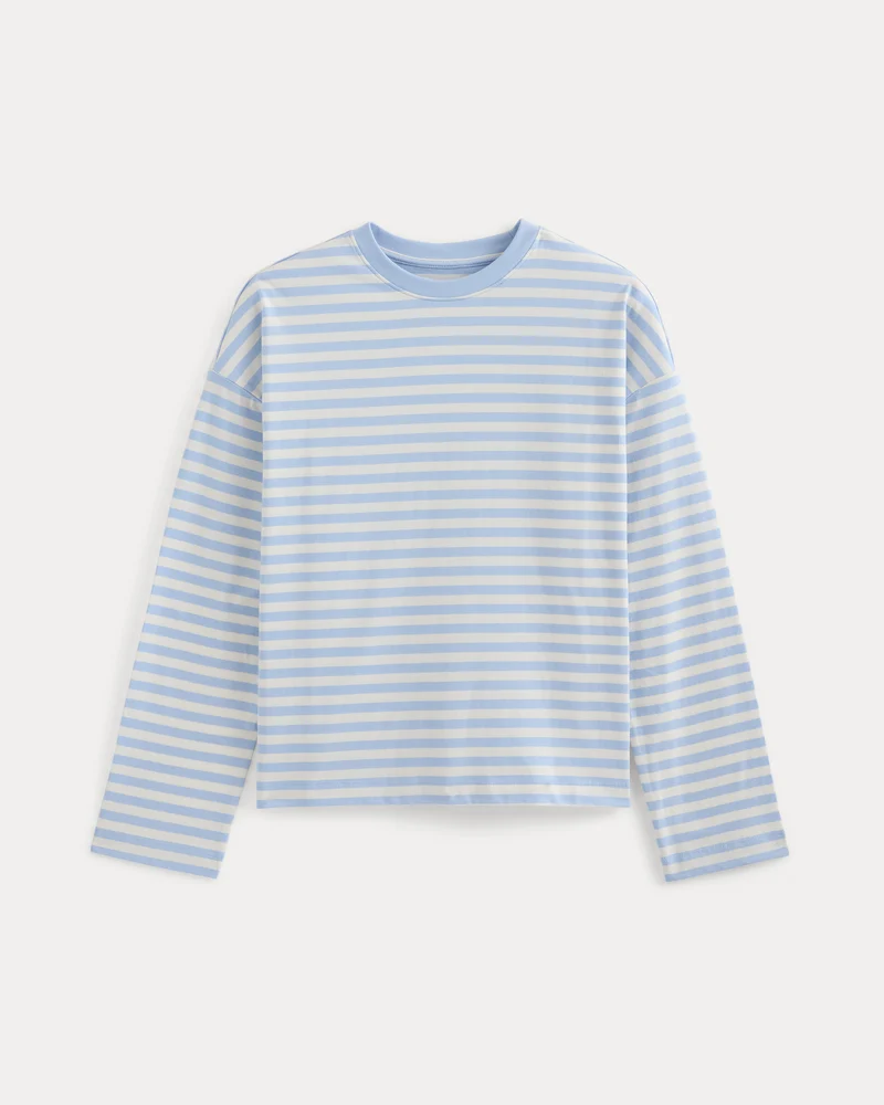 Forever Jersey Boxy Long-Sleeve Crew | Cashmere Blue / Bone