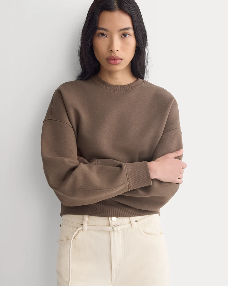 Luxe Fleece Shrunken Crew | Deep Taupe