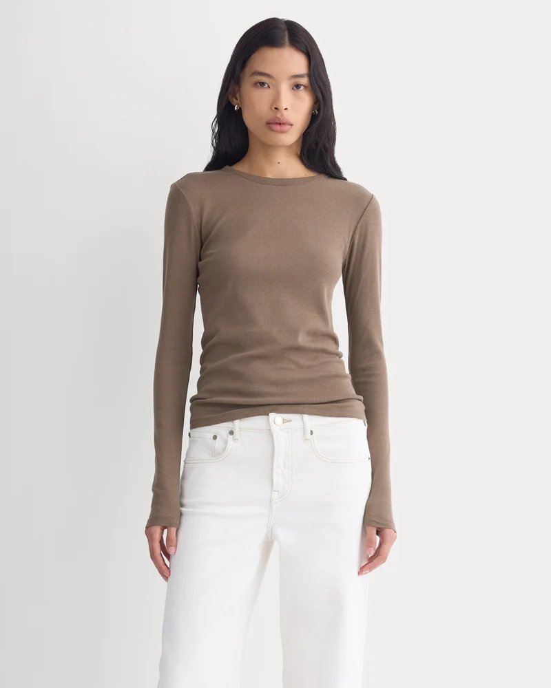 Tissue Long-Sleeve Crew | Deep Taupe