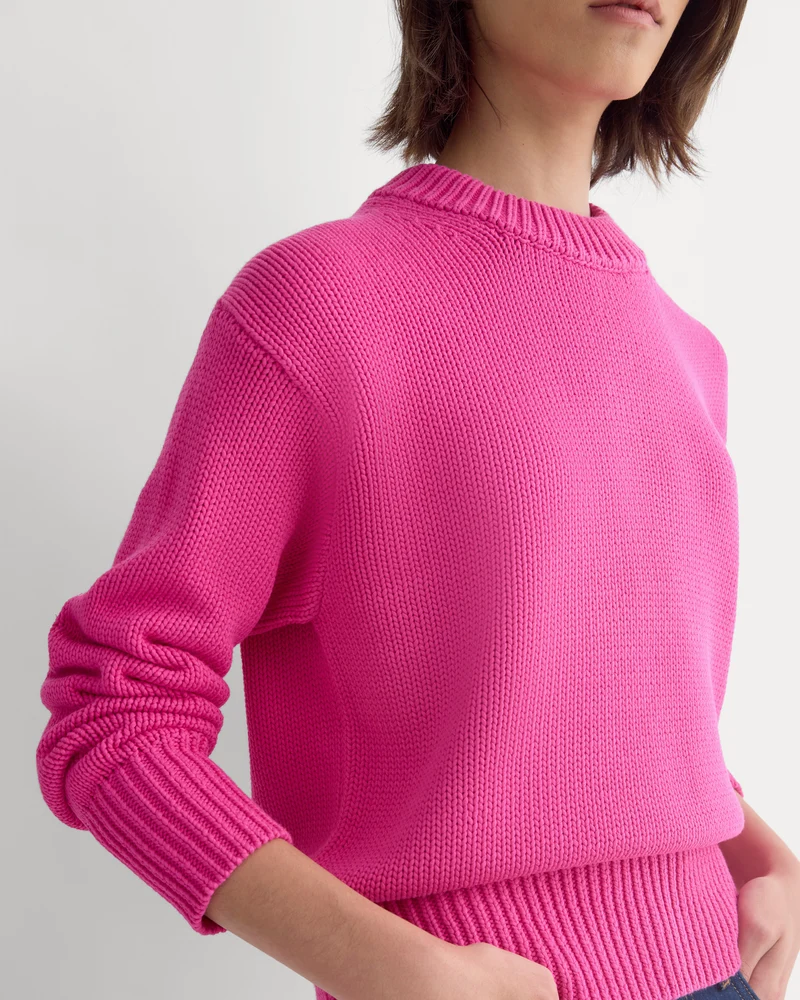 Oversized Cocoon Crew in Elevated Cotton | Rose Violet