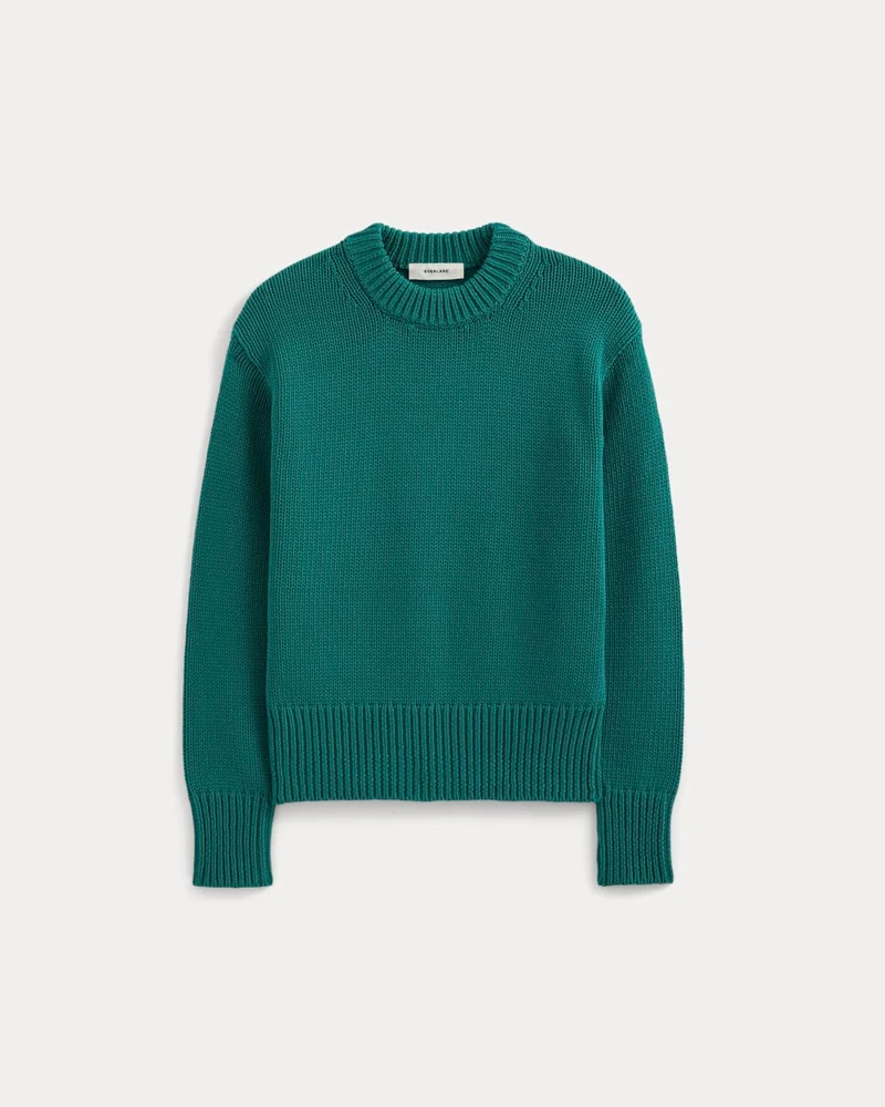 Oversized Cocoon Crew in Elevated Cotton | Everglade