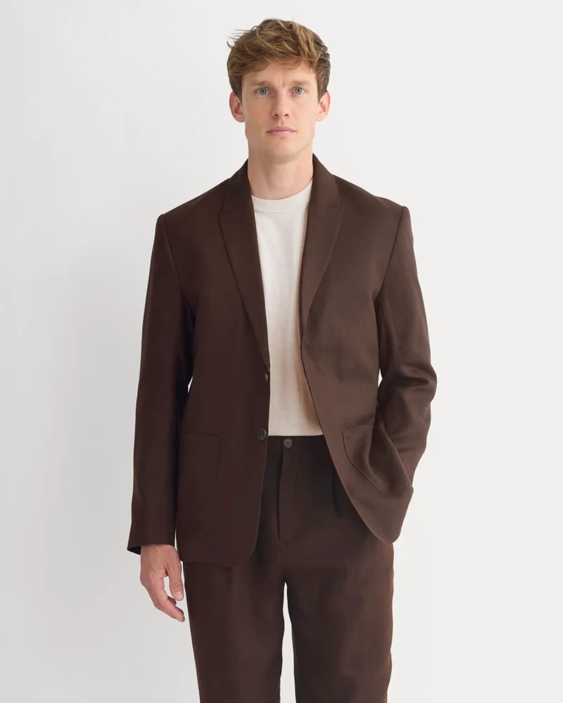 Soyeux Linen Linen Blazer | Dark Brown