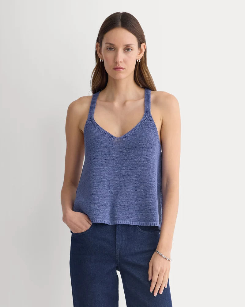 Racerback V-Neck Sweater | Blue Dusk