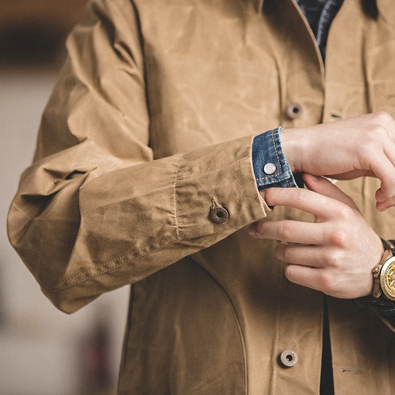 Canvas Oil Wax Heren Jassen Khaki Retro Multi-pocket