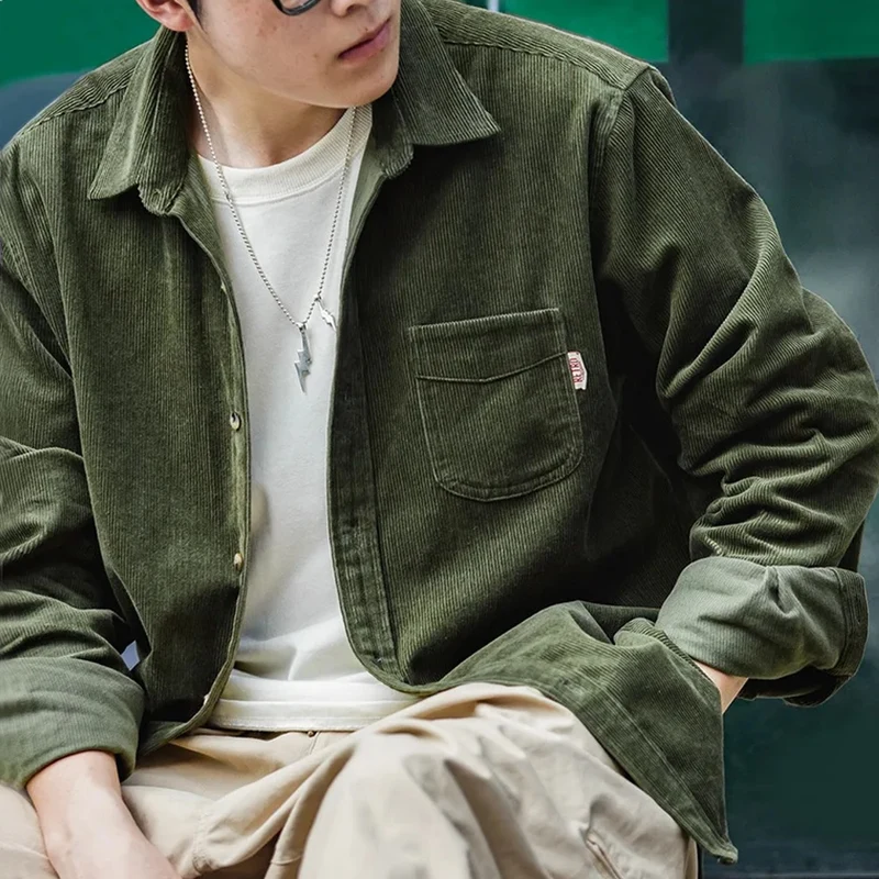 Uitstekend Corduroy Heren Shirt Lange Mouw Fleece Jack