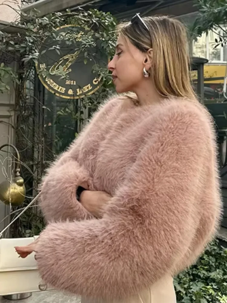 Gradient Cropped Faux Fur Jassen