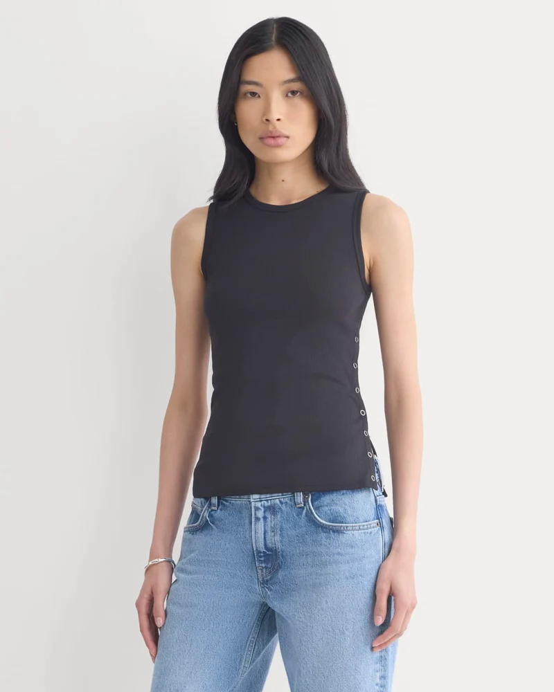 Luxe Rib Side Snap Tank | Black