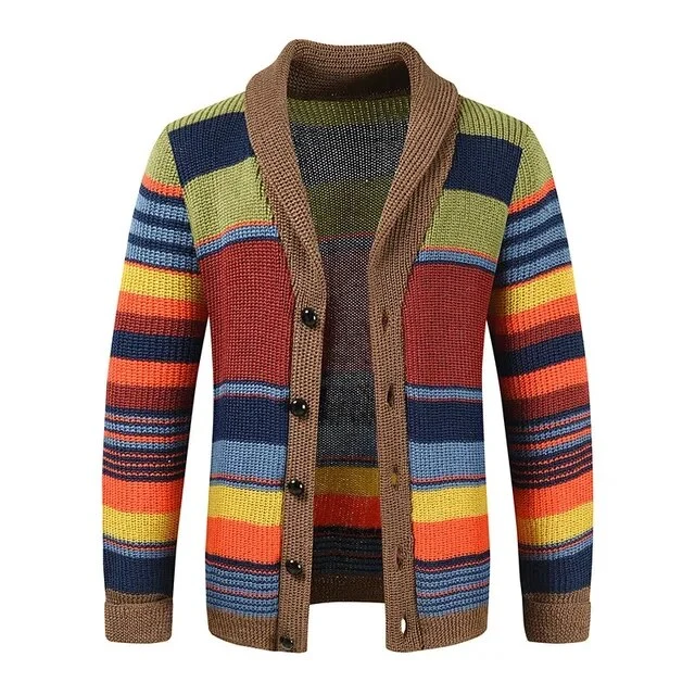 Heren herfst-wintervesten met regenboogstreeppatroon