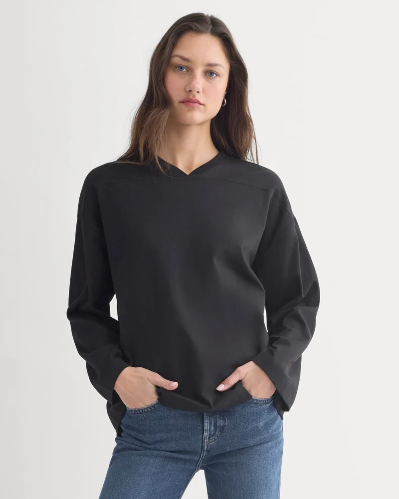 Retro V-Neck Jersey | Black