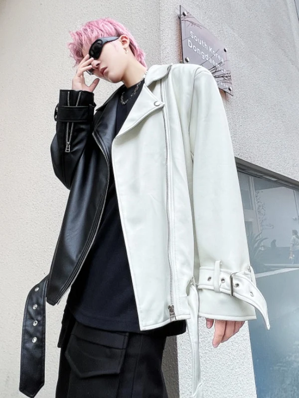 Mode Moto Biker imitatiezacht leren jack met riem