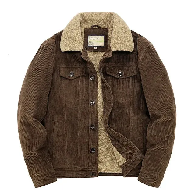 Heren corduroy korte jas warme losse parka