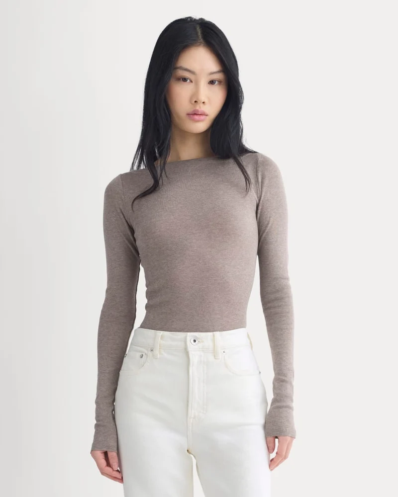 Tissue Boatneck Top | Heathered Chocolate Chip