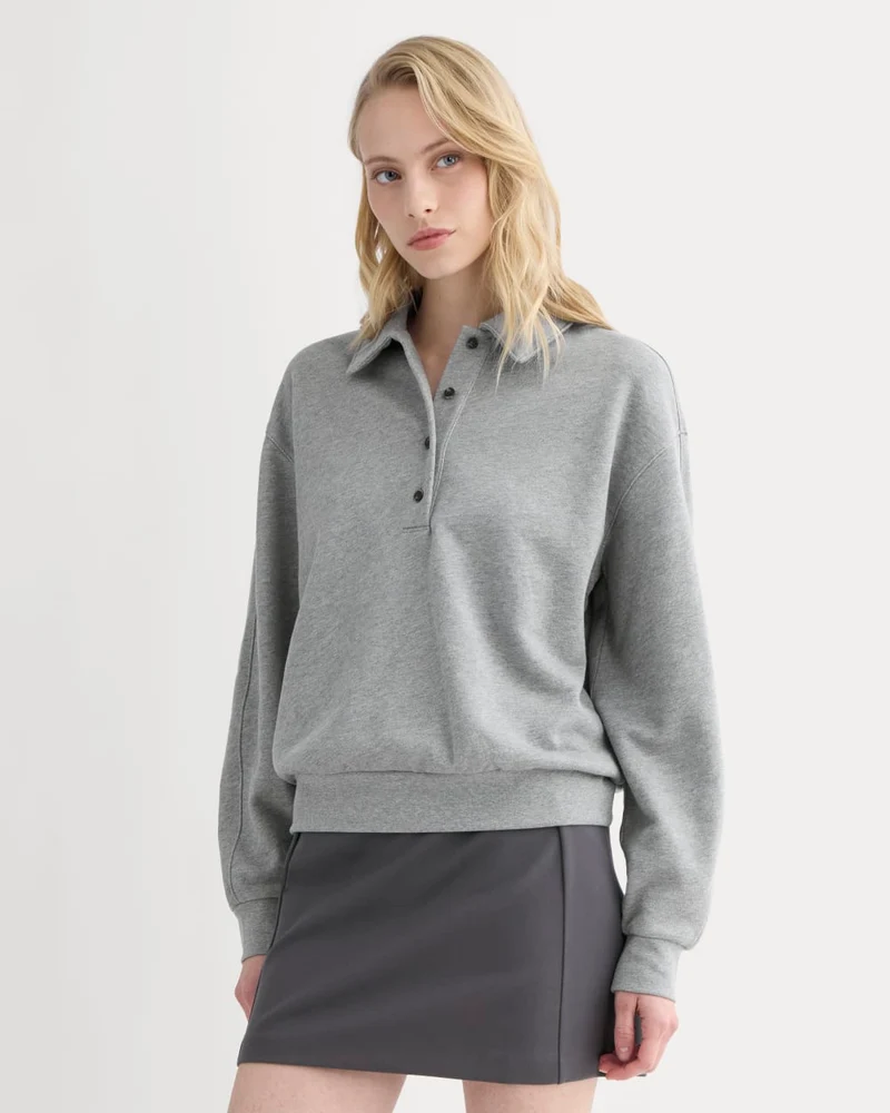 Lightweight Terry Polo Sweatshirt | Vintage Heather Grey