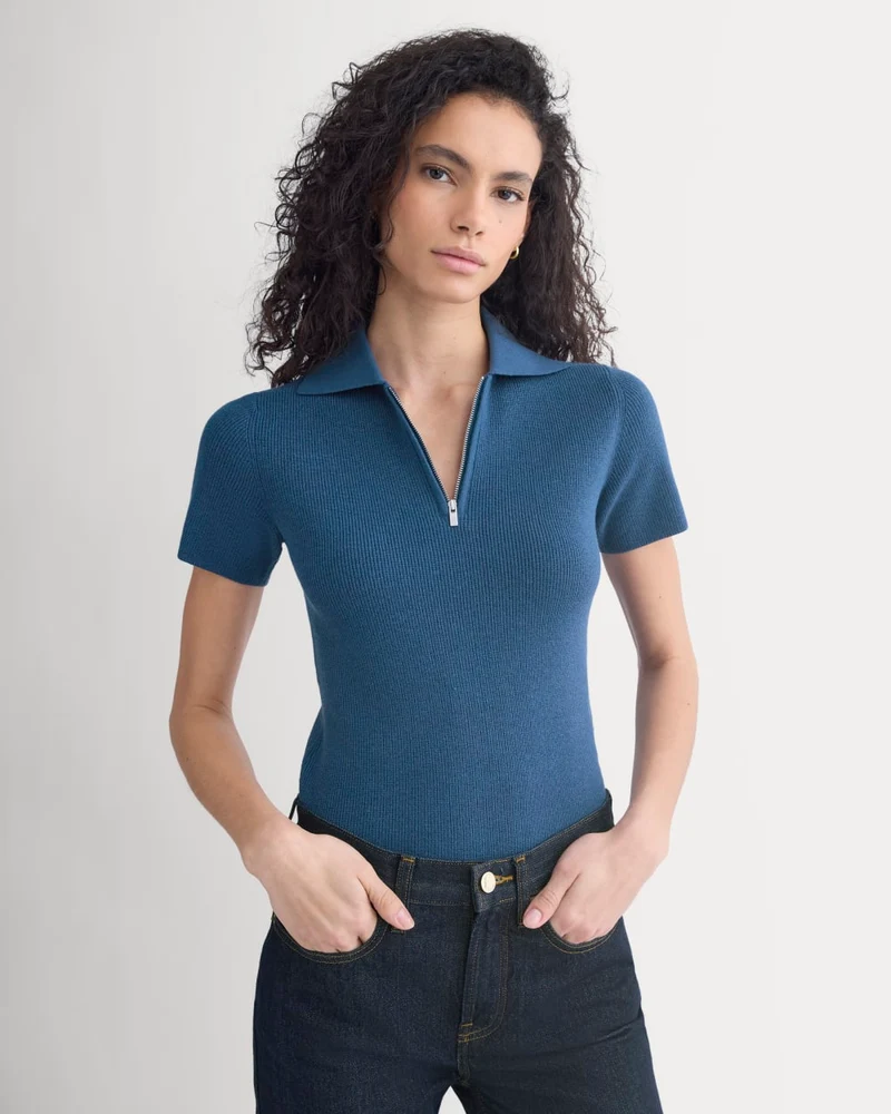 Knit Quarter-Zip Polo | Estate Blue
