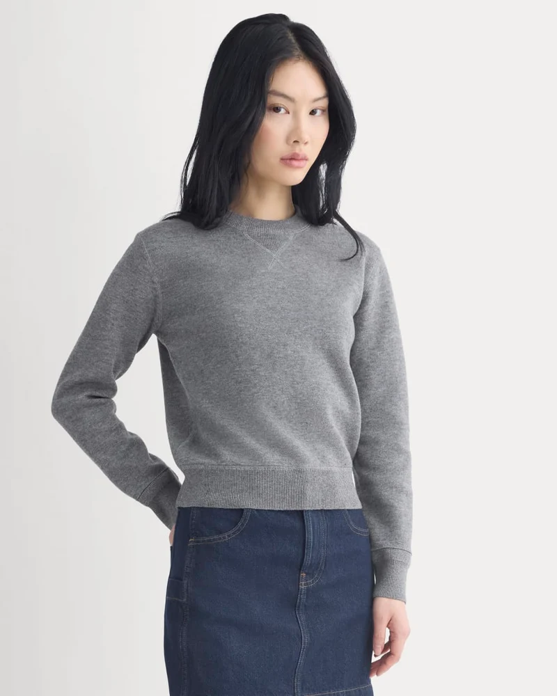 Double Knit Crew in Cotton Merino | Mid Grey/Graphite