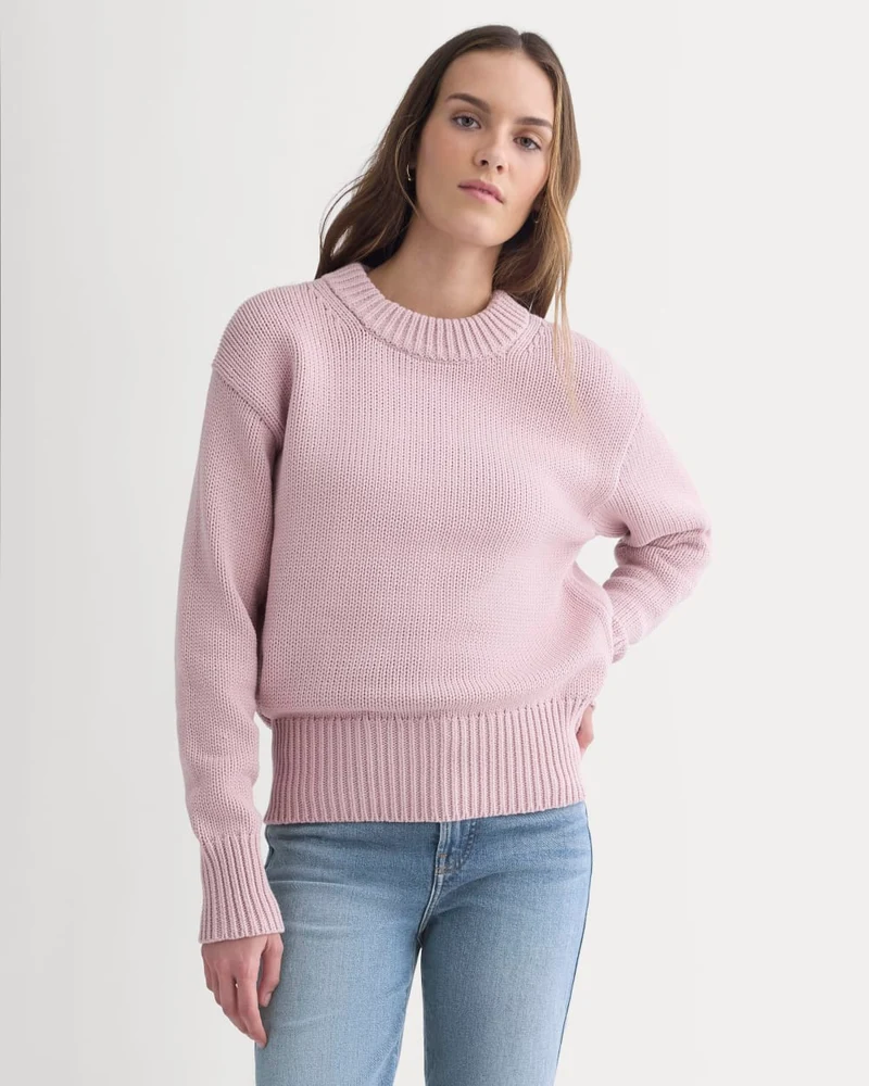 Oversized Cocoon Crew in Elevated Cotton | Burnished Lilac