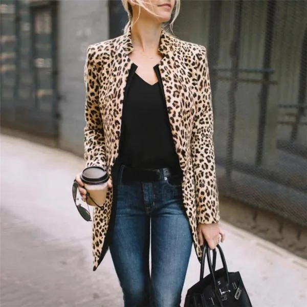 Luipaardprintjas Dames Sexy winter warme windjas