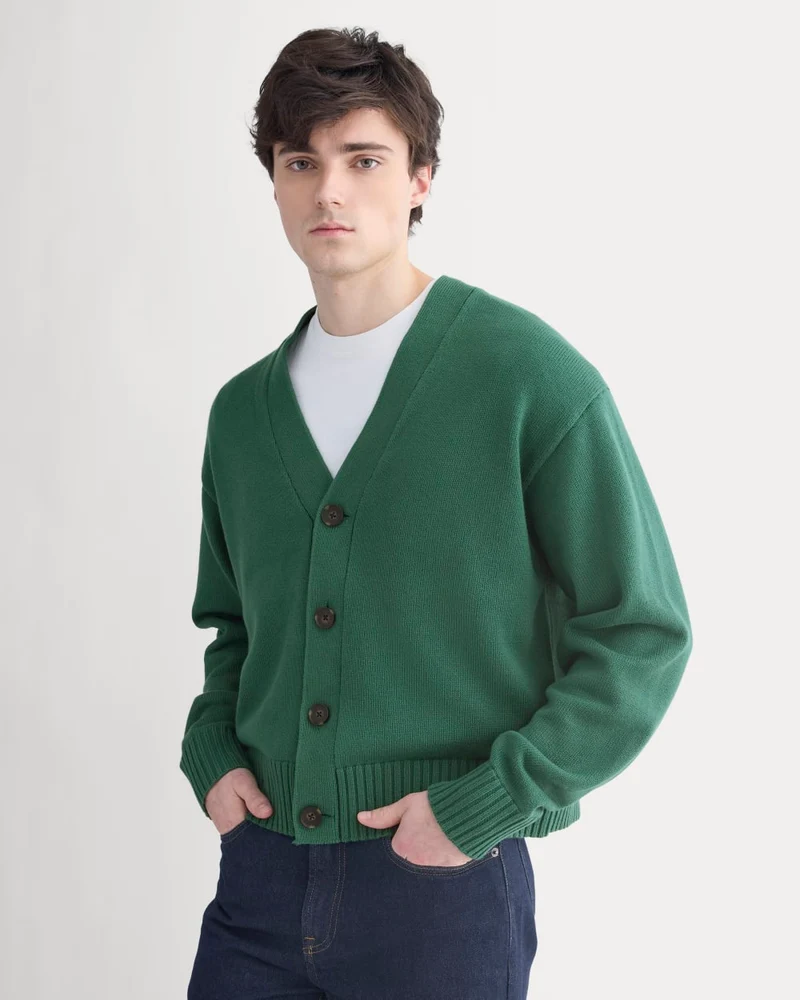 Cropped Cardigan in Everyday Cotton | Hunter Green